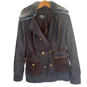 Blanc Noir Women's Courduroy Jacket Blazer Military Style‎ Size Medium